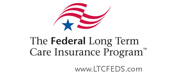 Red and white stripes and blue star above the title "Federal Long Term Care Insurance Program" and the website url "www.LTCFEDS.com"