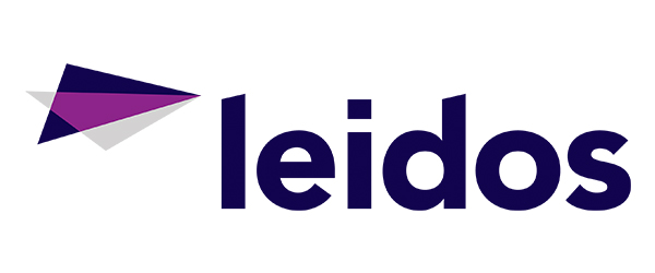 Blue and Magenta triangle next to the title "Leidos"
